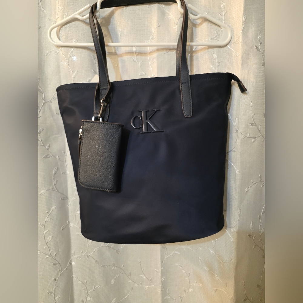 Calvin Klein Navy Tote with Matching Pouch